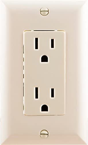 GE Grounding Duplex Designer Receptacle, Light Almond