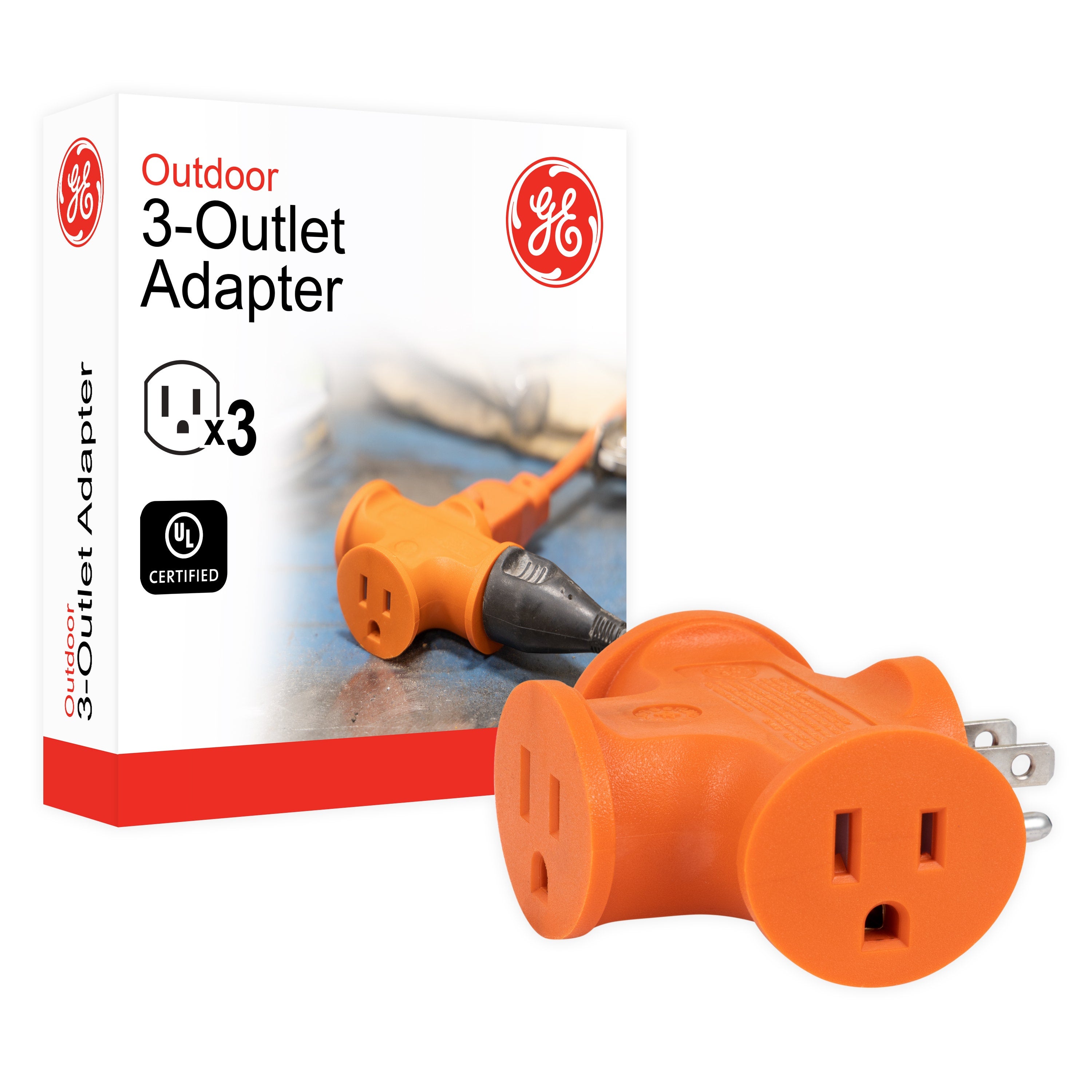 GE 3-Outlet T-Shaped Wall Tap, Orange