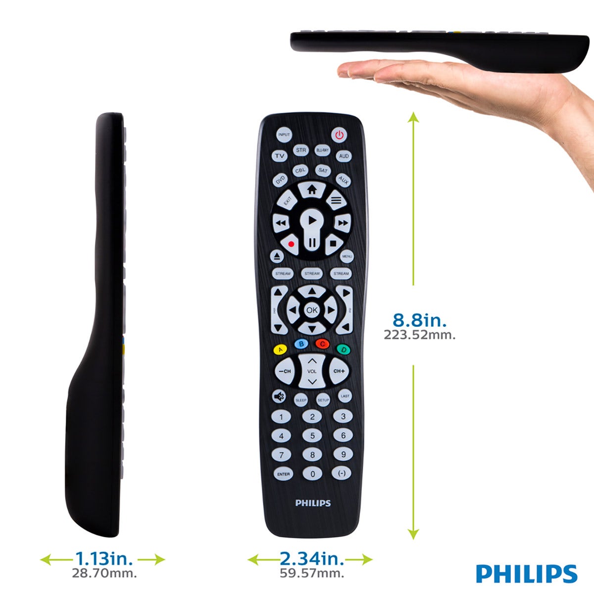 Philips Elite 8-Device Universal Remote, Black