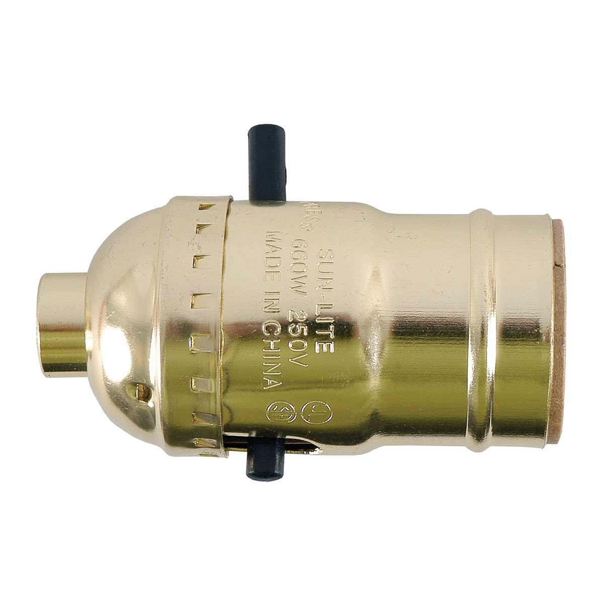 Power Gear Push On/Off Lamp Socket, Brass
