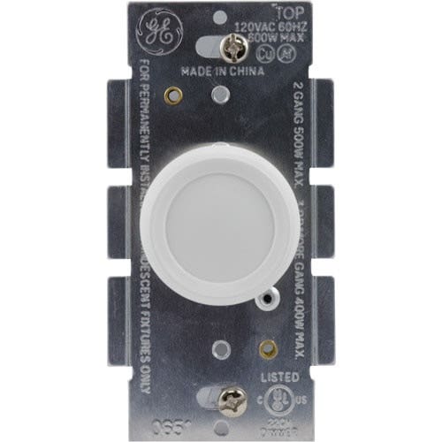 GE Push On/Off Dimmer, White/Almond