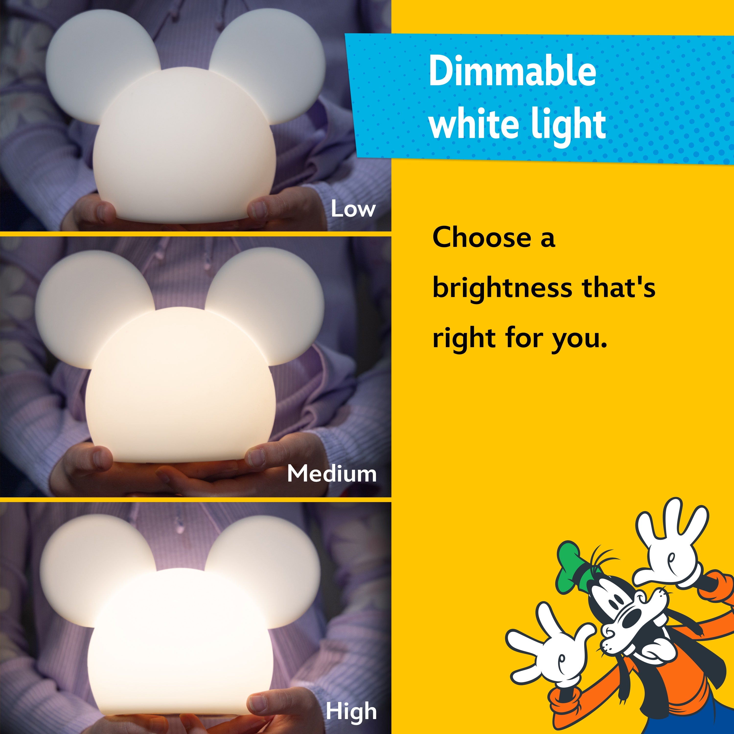 Disney Mickey Mouse Color-Changing Tabletop LED Night Light, White