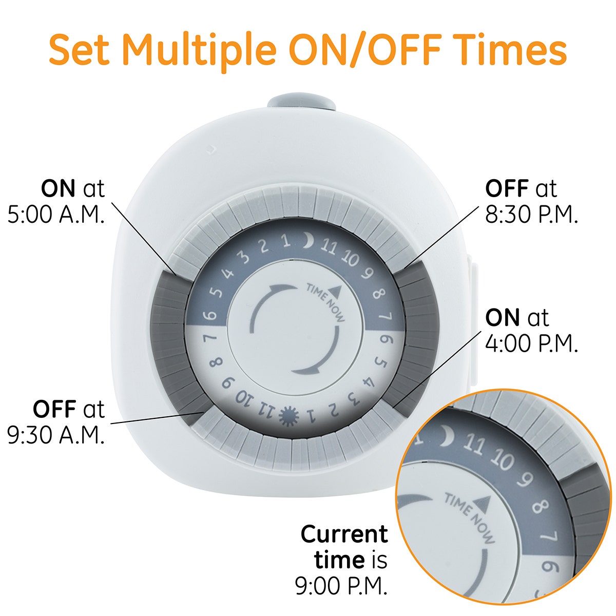 GE Indoor Plug-In 24-Hour Heavy Duty Mechanical Timer, White