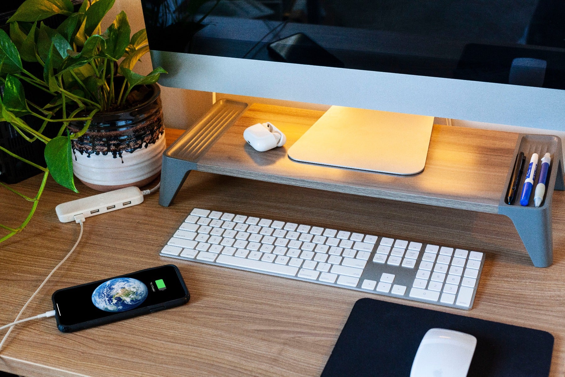 Philips Monitor Stand, Brown Wood