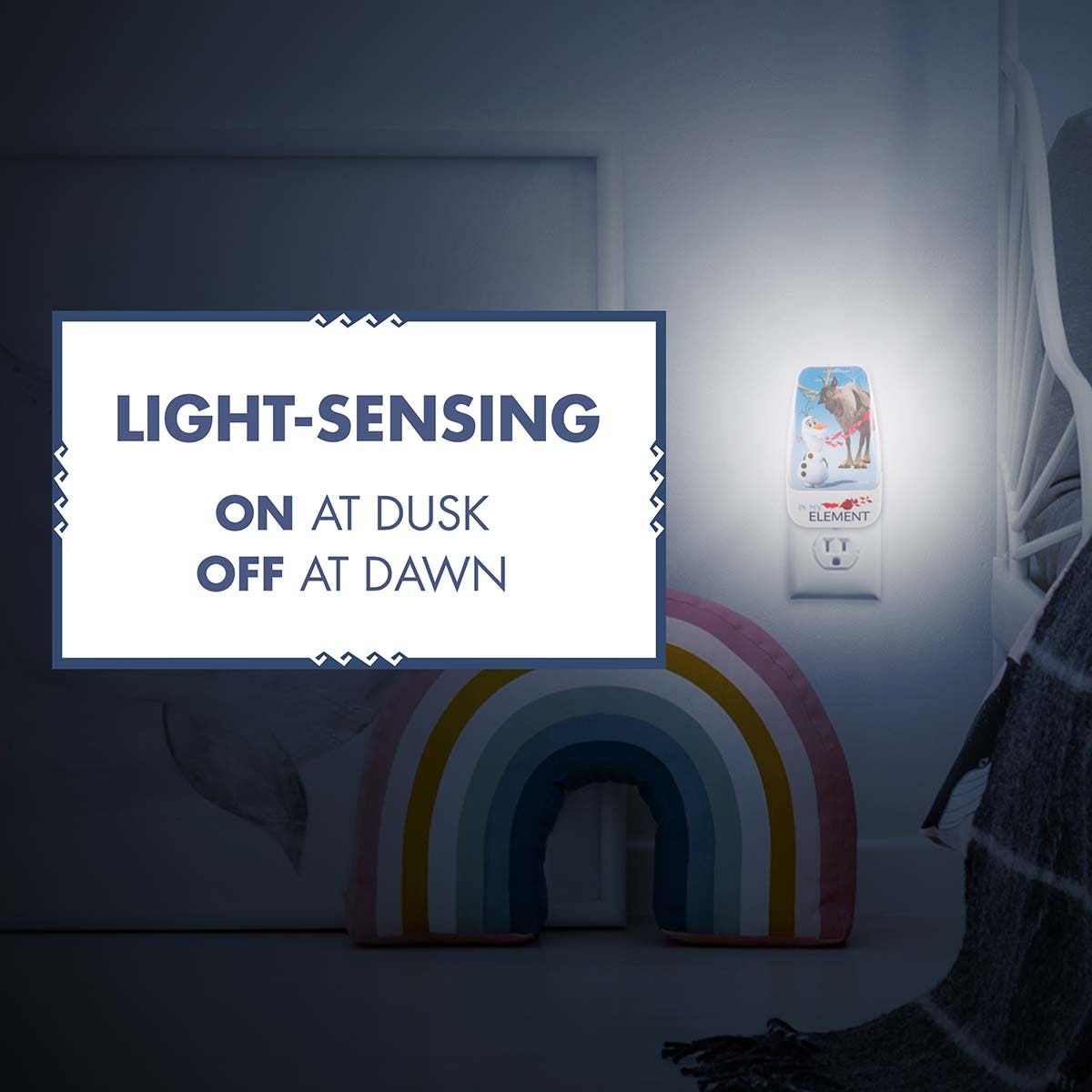 Disney Frozen II Light Sensing LED Night Light, White