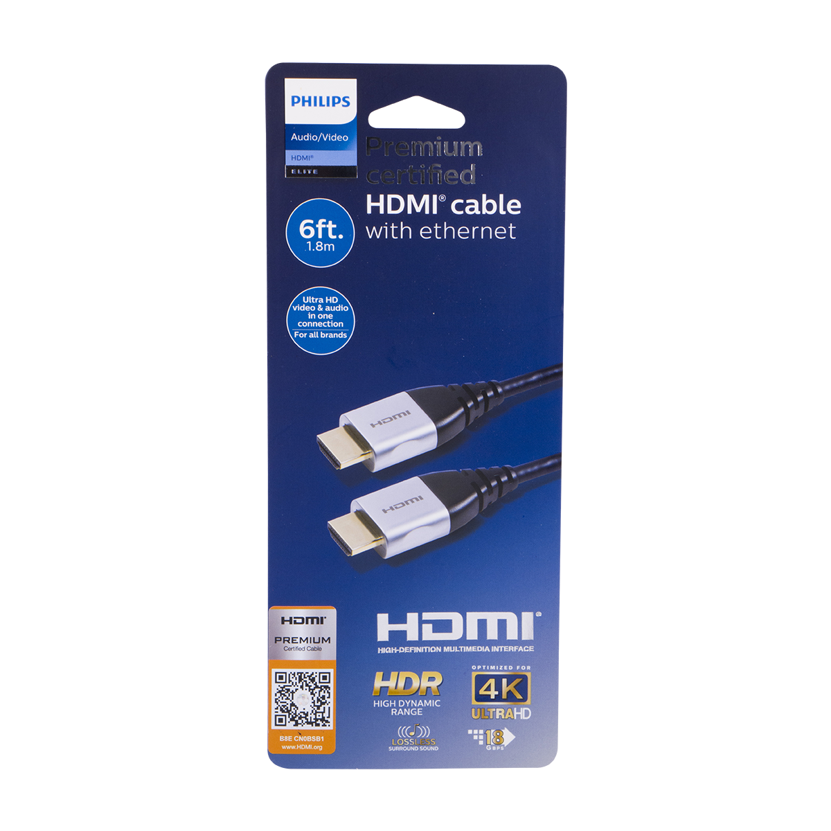 Philips 6ft. HDMI Cable with Ethernet, Black