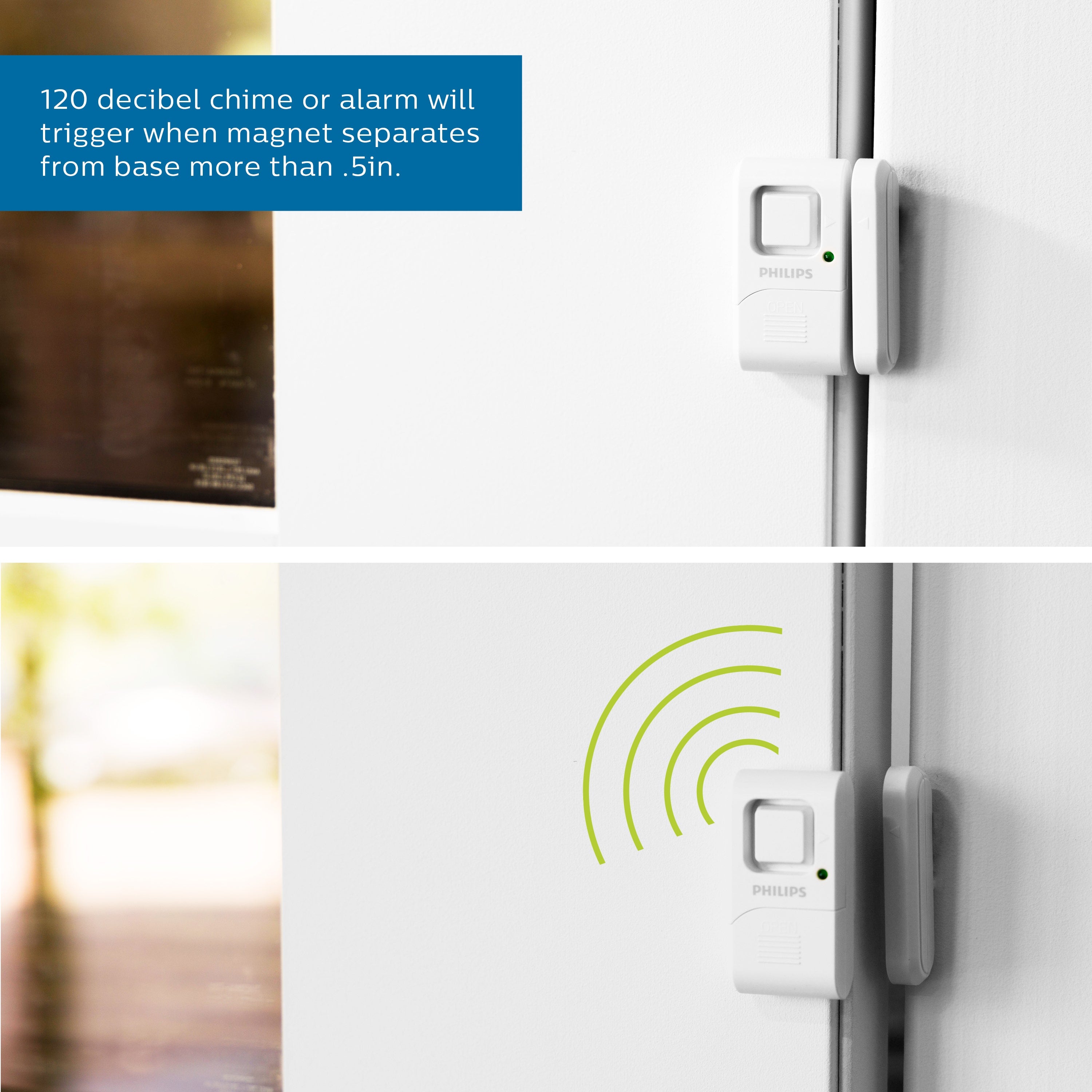 Philips Battery Operated Door Alarm, 4 Pack, White