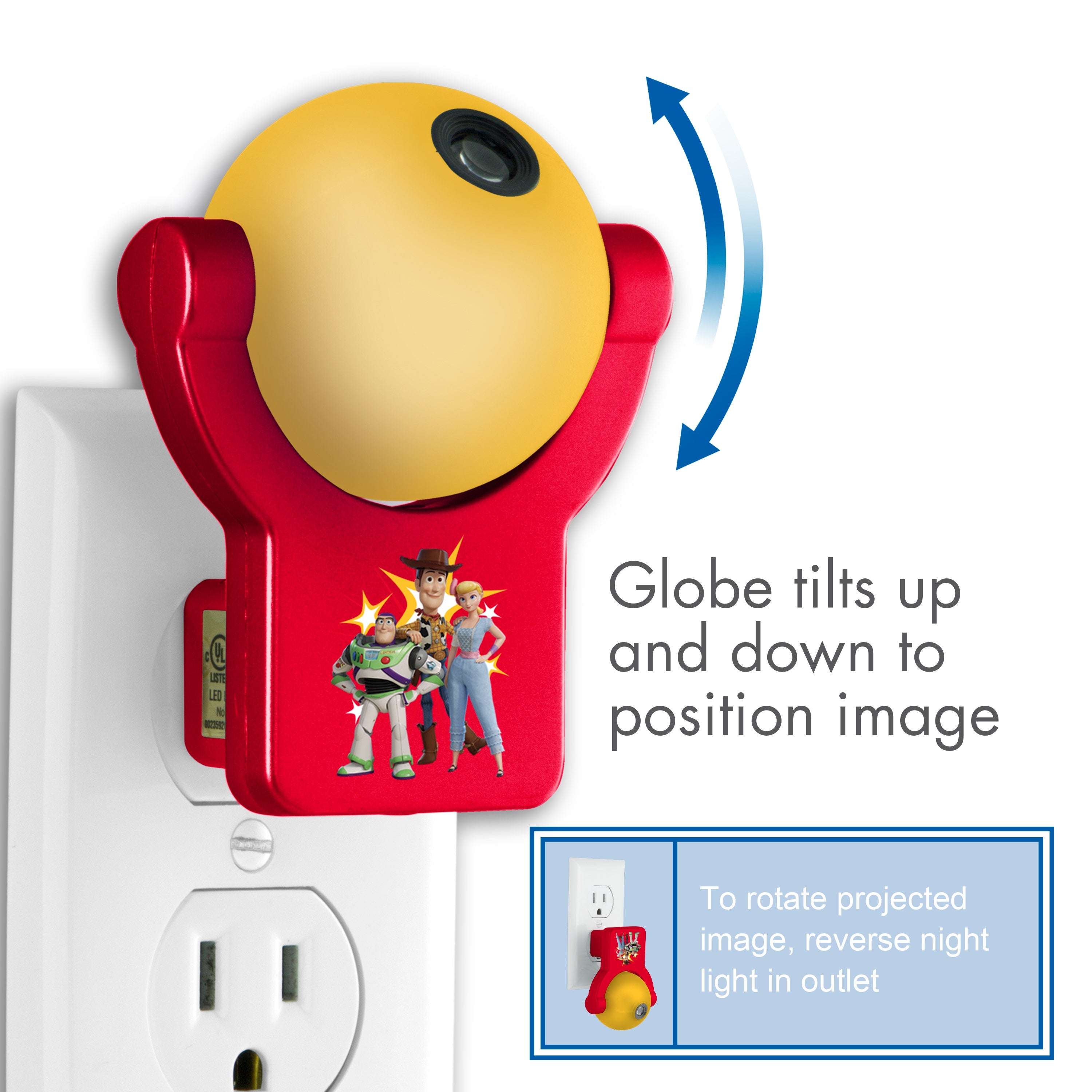 Projectables Disney Pixar Toy Story 4 Light Sensing LED Night Light, Red