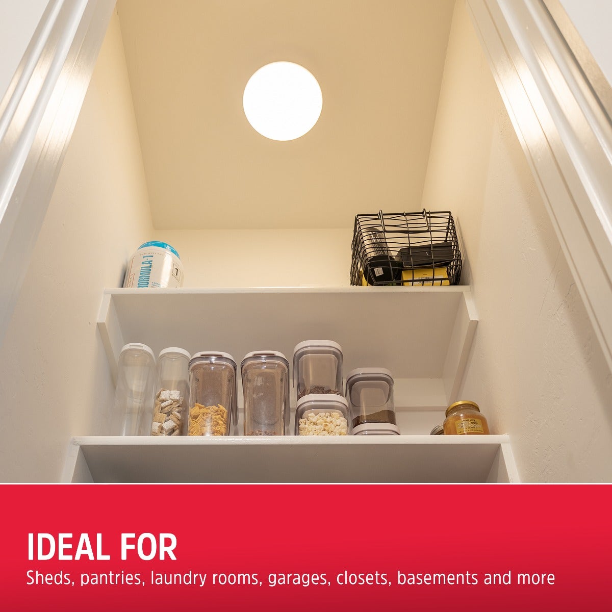 Energizer Battery Operated LED Ceiling Fixture with Wall Switch, White