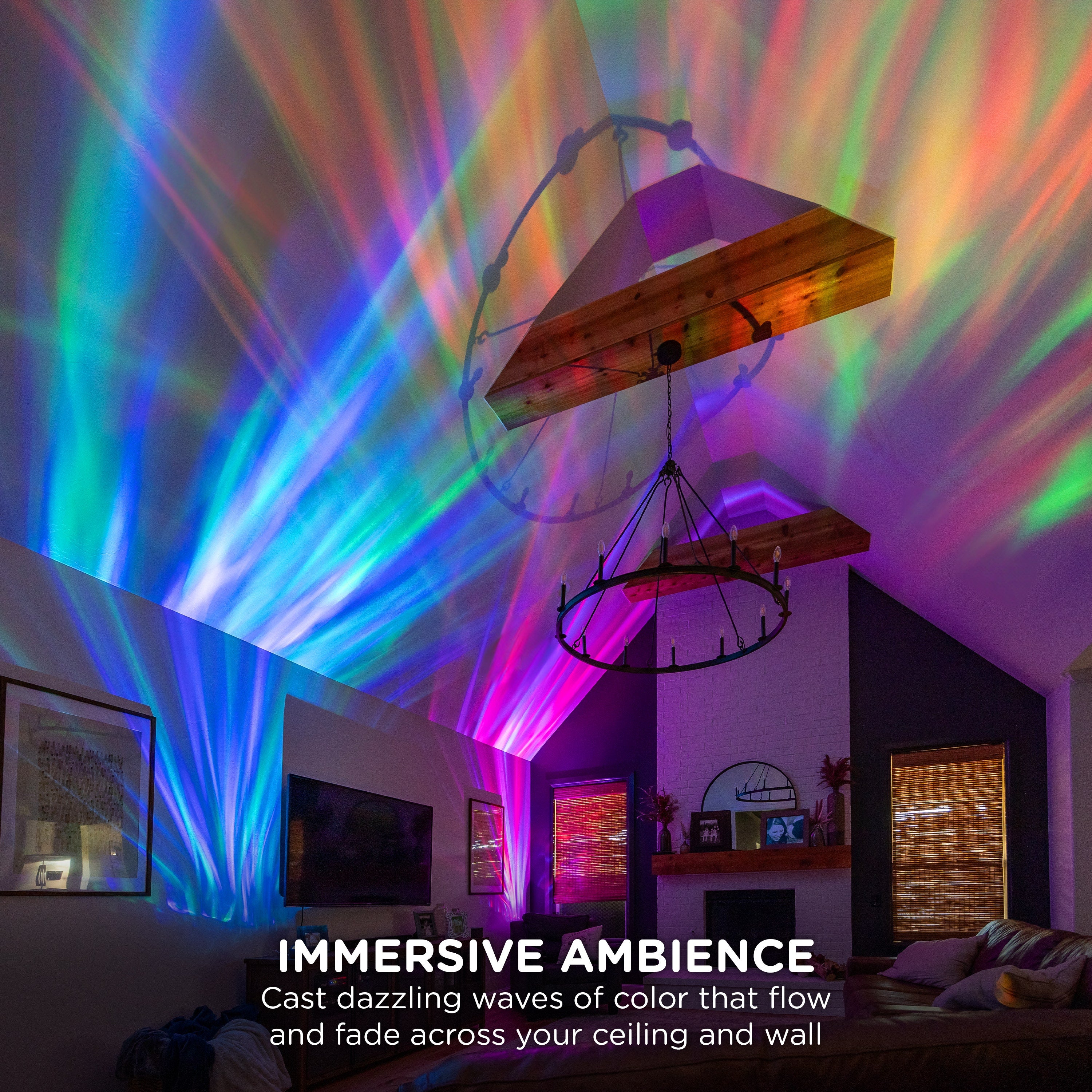 Enbrighten Aurora Wave Galaxy Projector LED Tabletop Night Light with On/Off Globe Cover, White