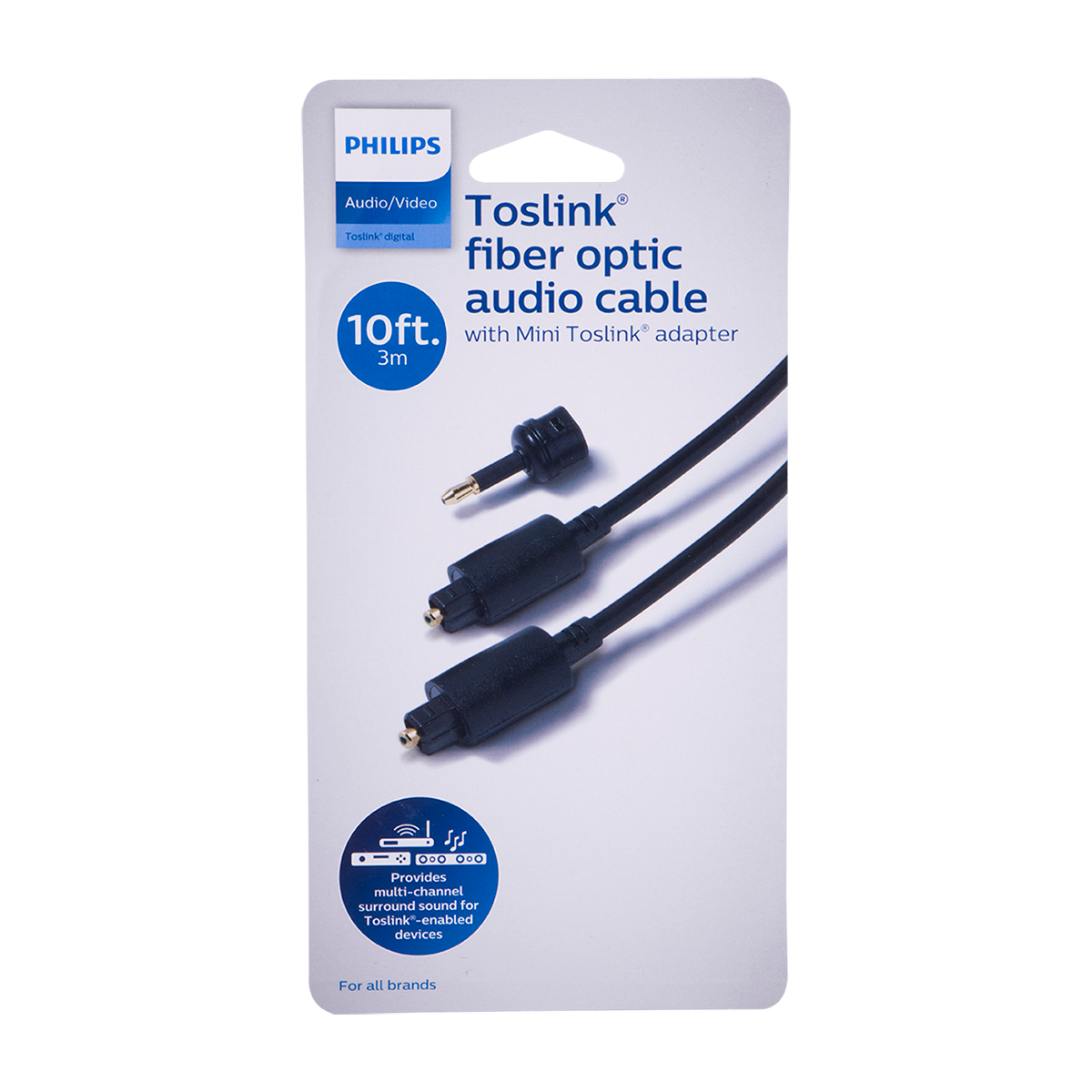 Philips 10 ft. Toslink Fiber Optic Audio Cable, Black