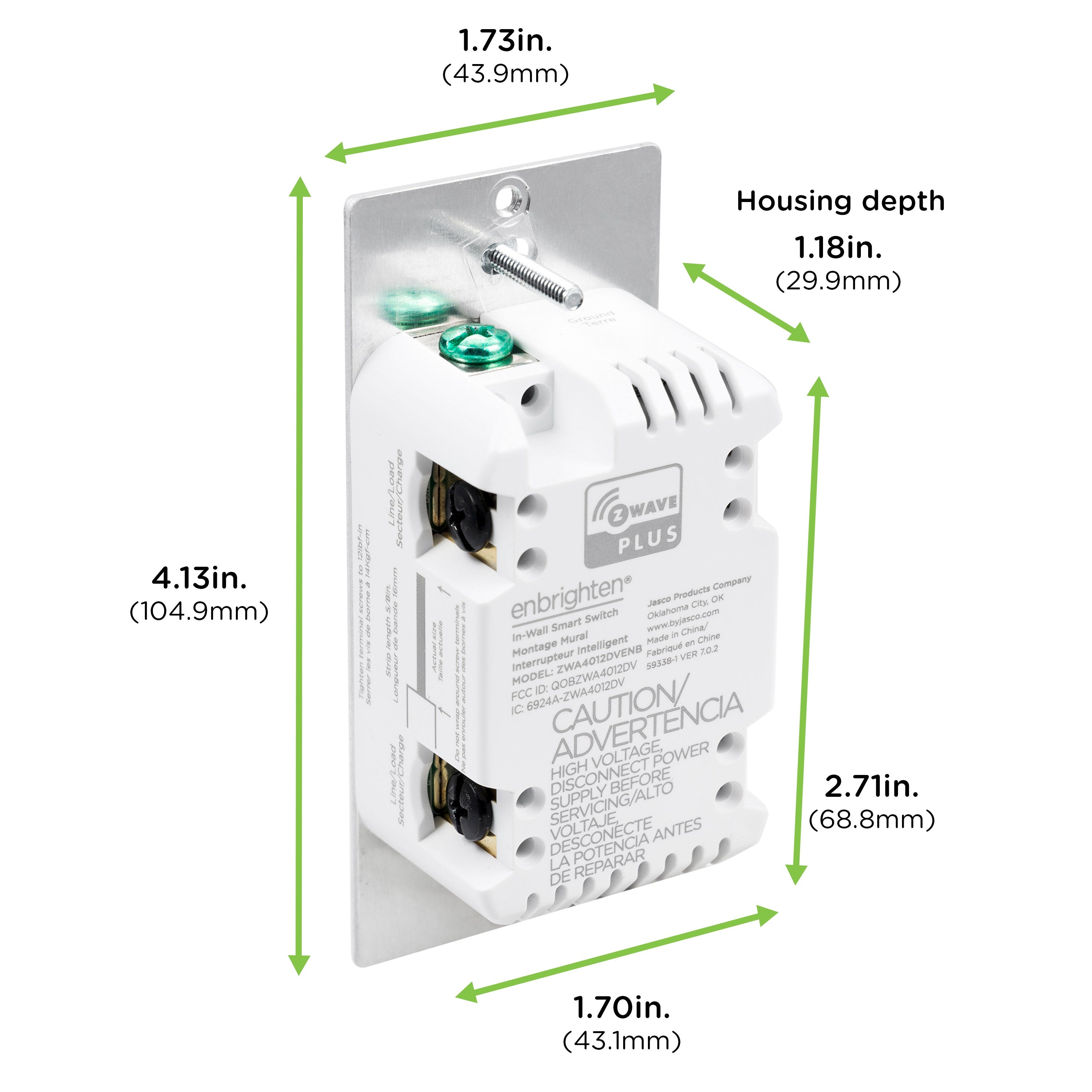 Enbrighten Z-Wave Plus Commercial Grade In-Wall Smart Toggle Switch, 700 Series, White