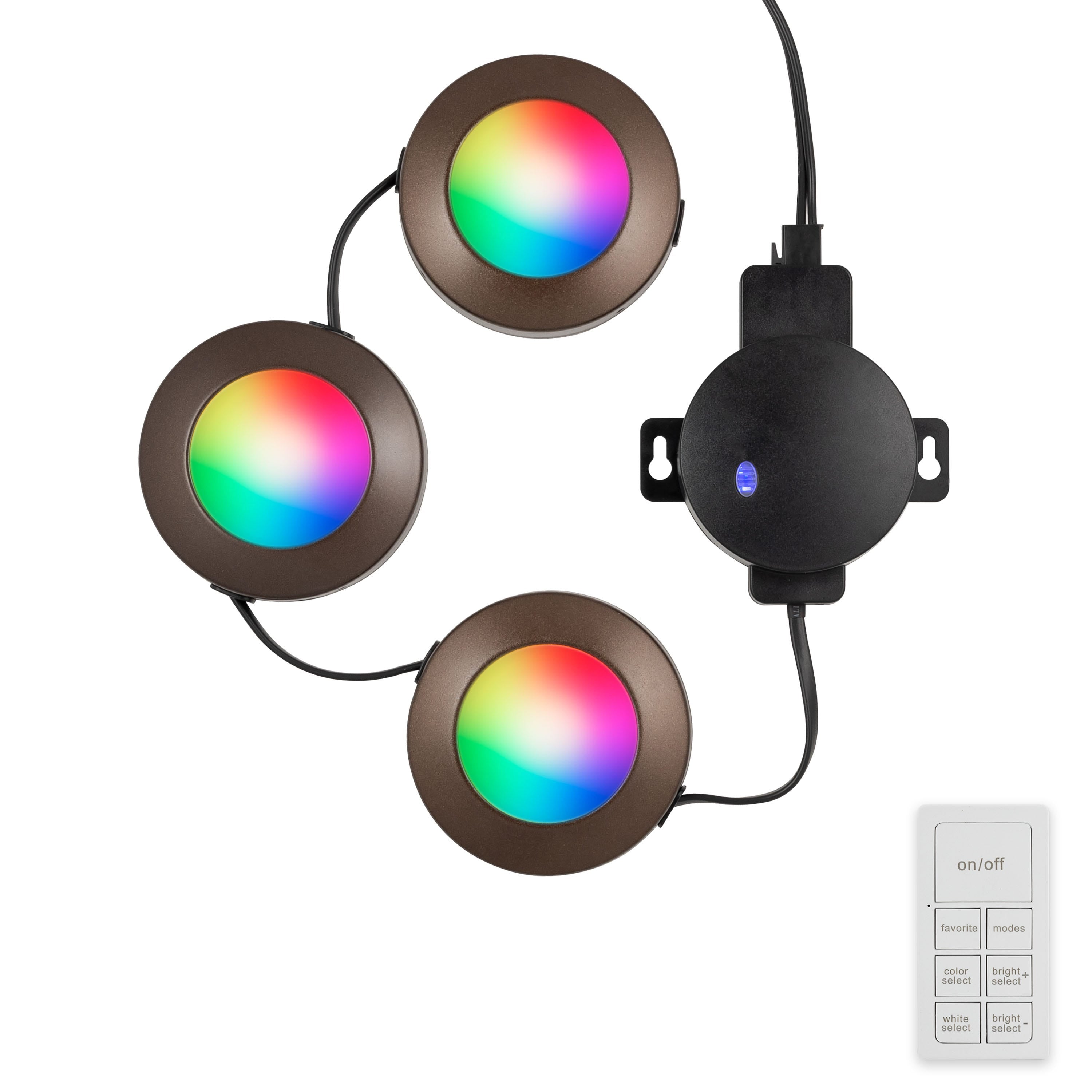 Enbrighten Spectrum Indoor Color-Changing LED Puck Lights, 3 Lights, Up to 18in. Black Cord