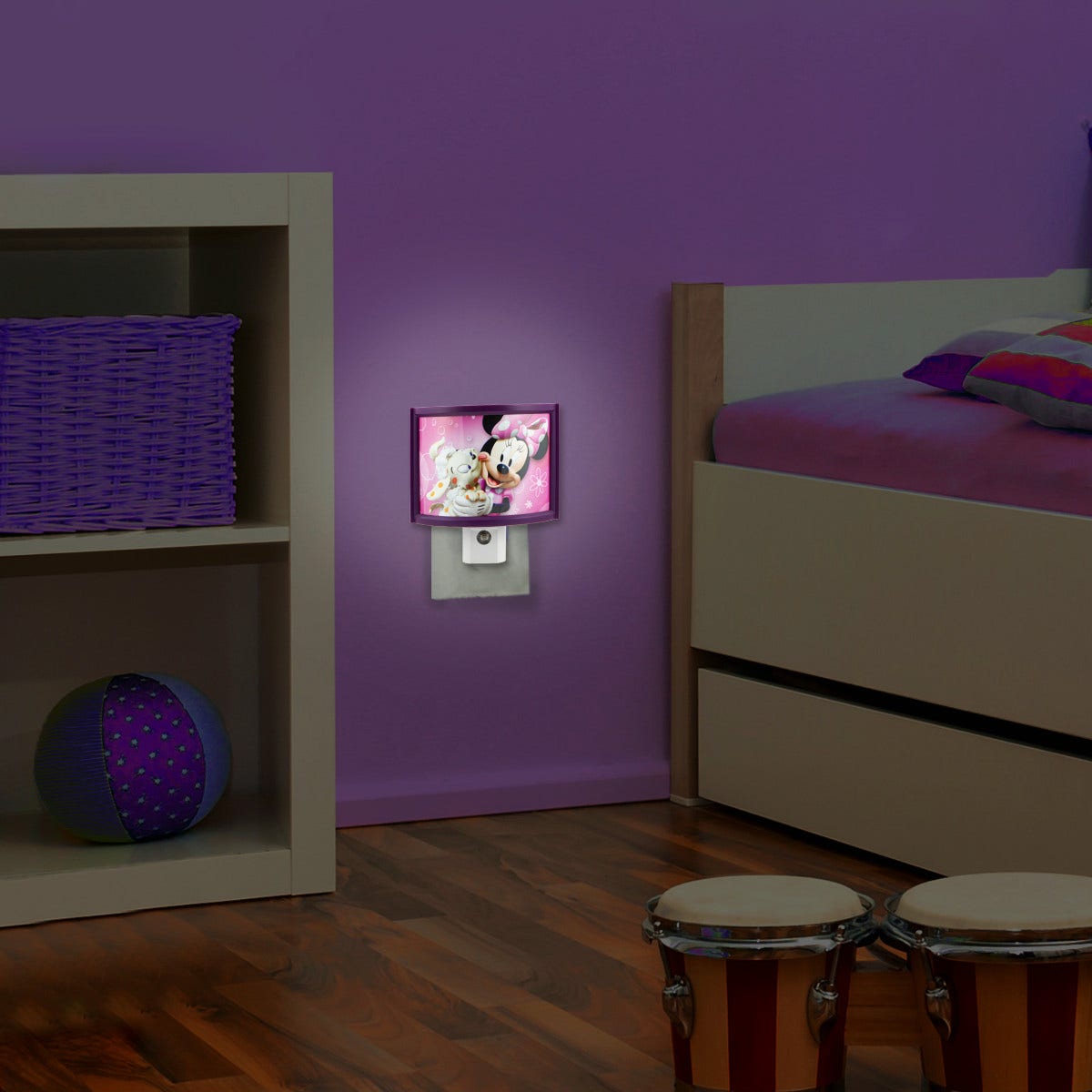 Disney Minnie Mouse Light Sensing LED Night Light, Purple