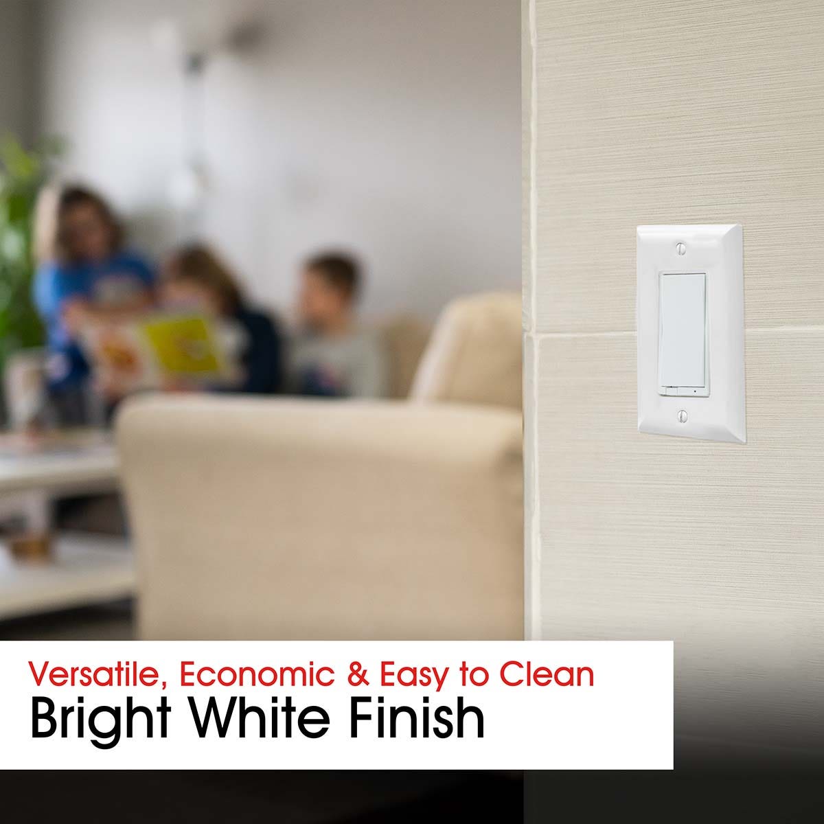 Power Gear Single Rocker Switch Oversized Wall Plate, White