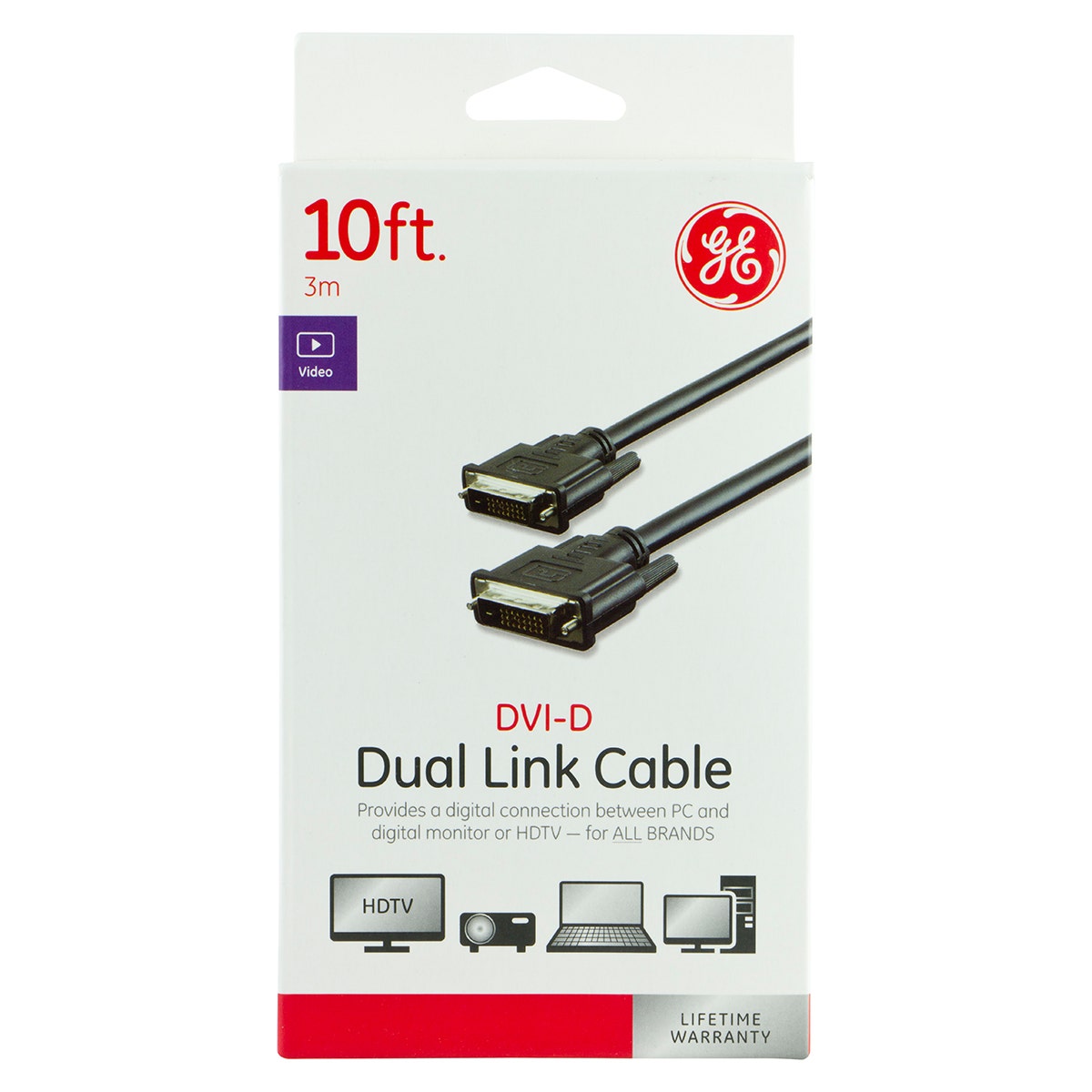 GE 10ft. DVI-D Dual Link Cable, Black