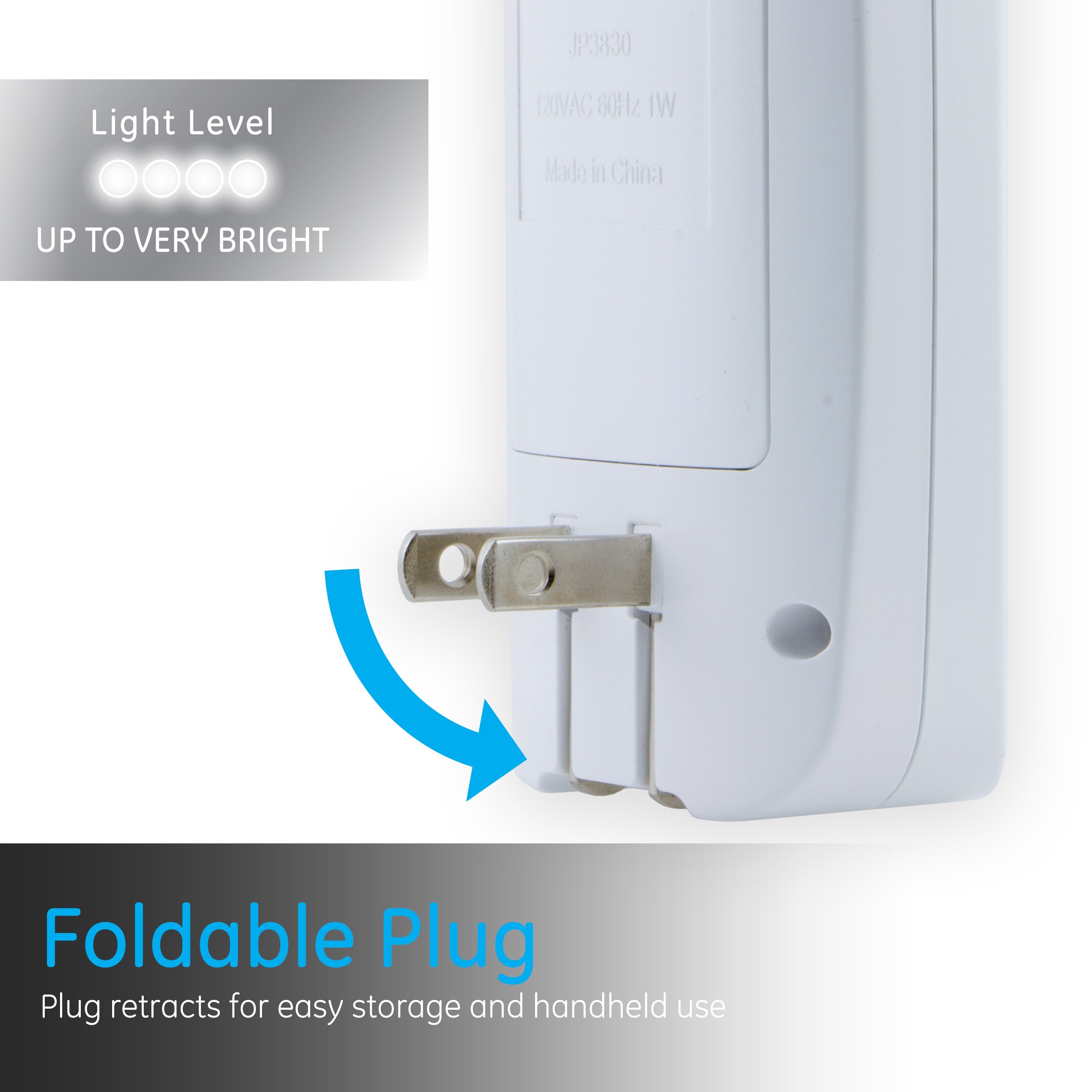 GE 4-in-1 Rechargeable Power Failure LED Night Light, White, 2 Pack