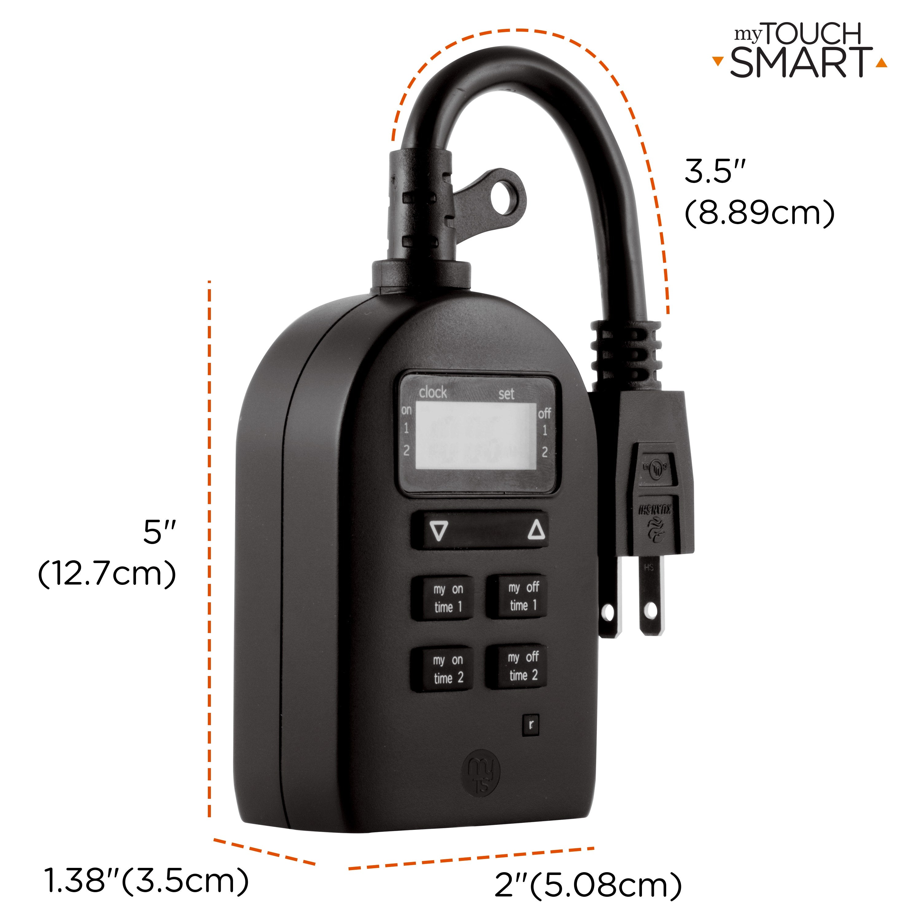 myTouchSmart Indoor/Outdoor Plug-In Digital Timer, 2 Pack, Black