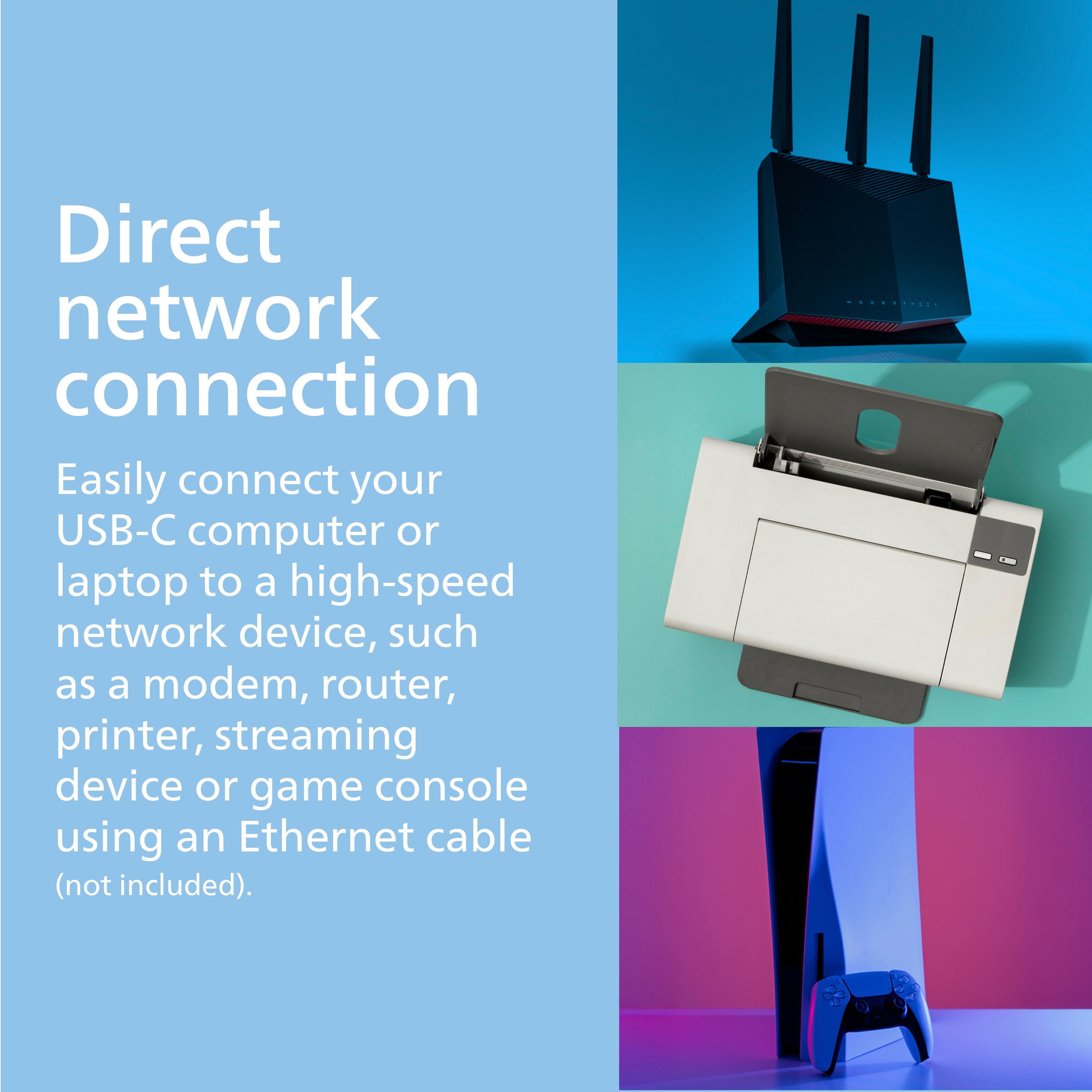 Philips USB-C to Ethernet Adapter, Black