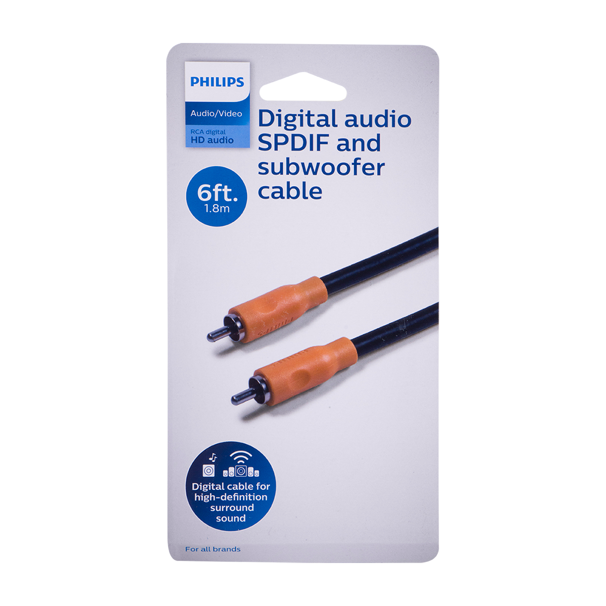 Philips 6 ft. Digital Audio SPDIF and Subwoofer Cable, Black