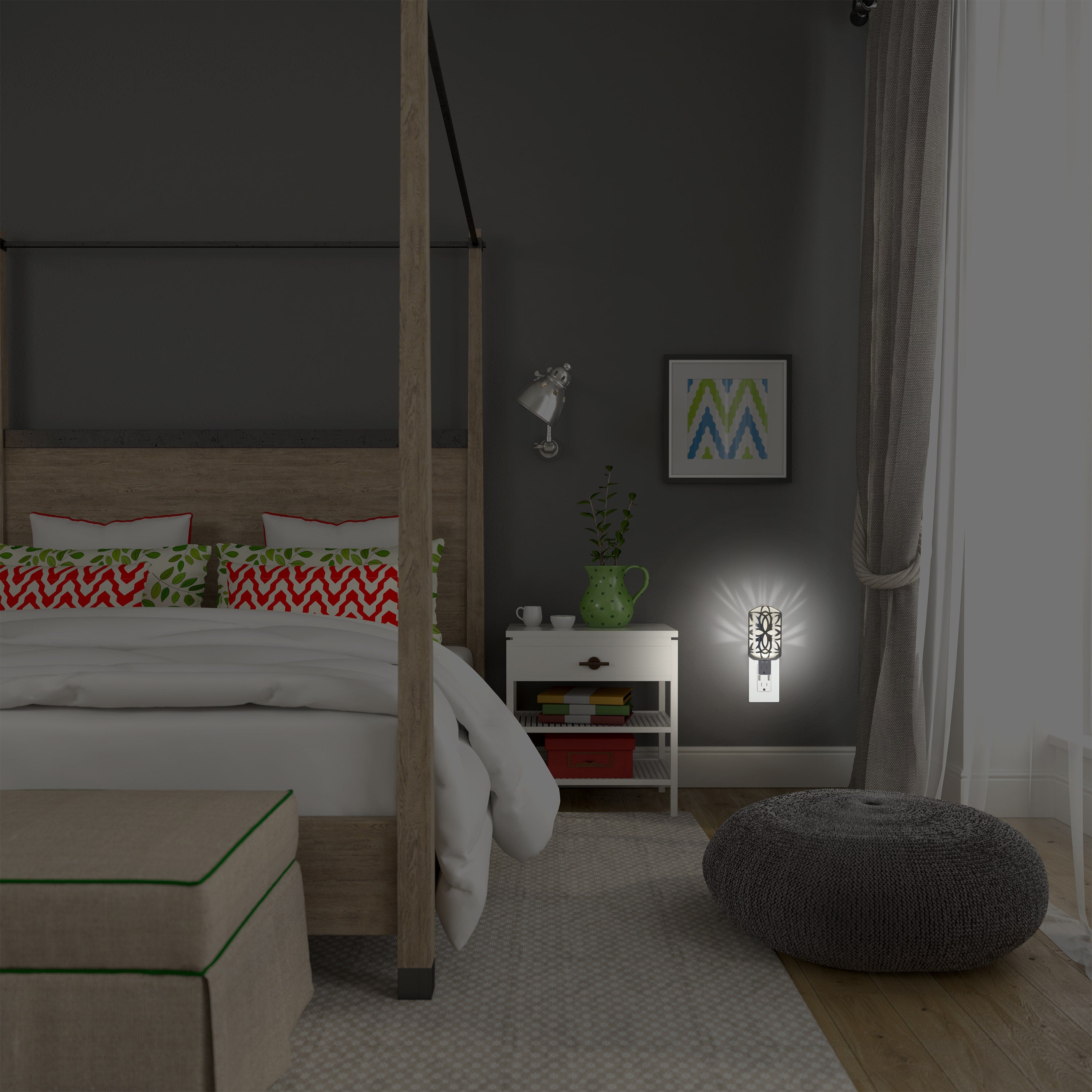 GE Light Sensing LED Night Light, Brushed Nickel