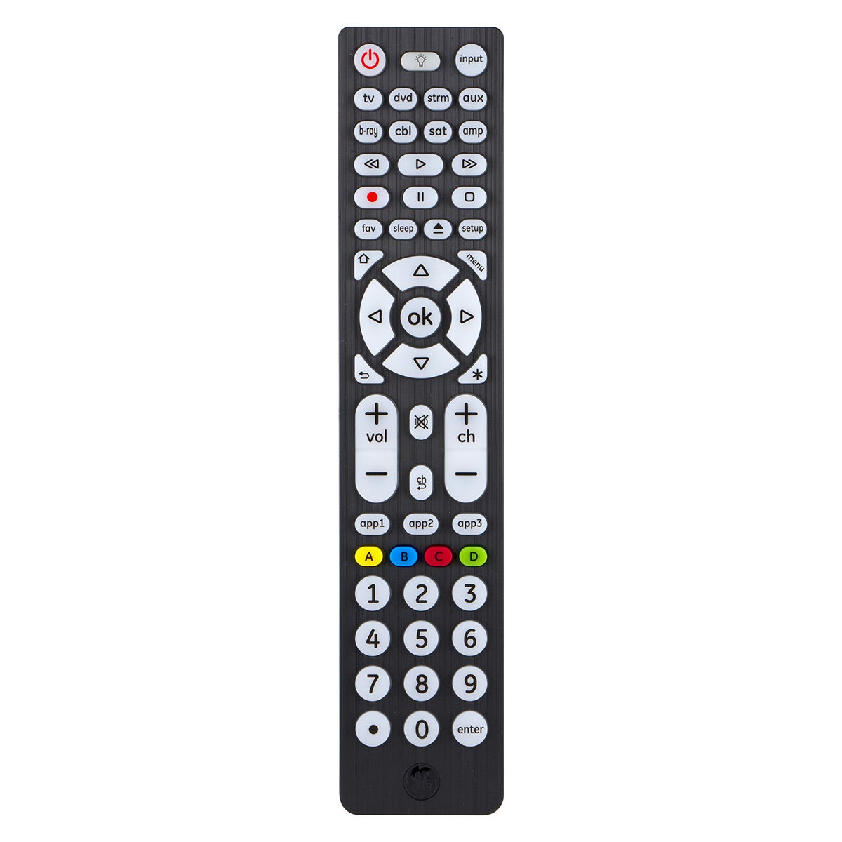 GE 8-Device Backlit Universal Remote, Black