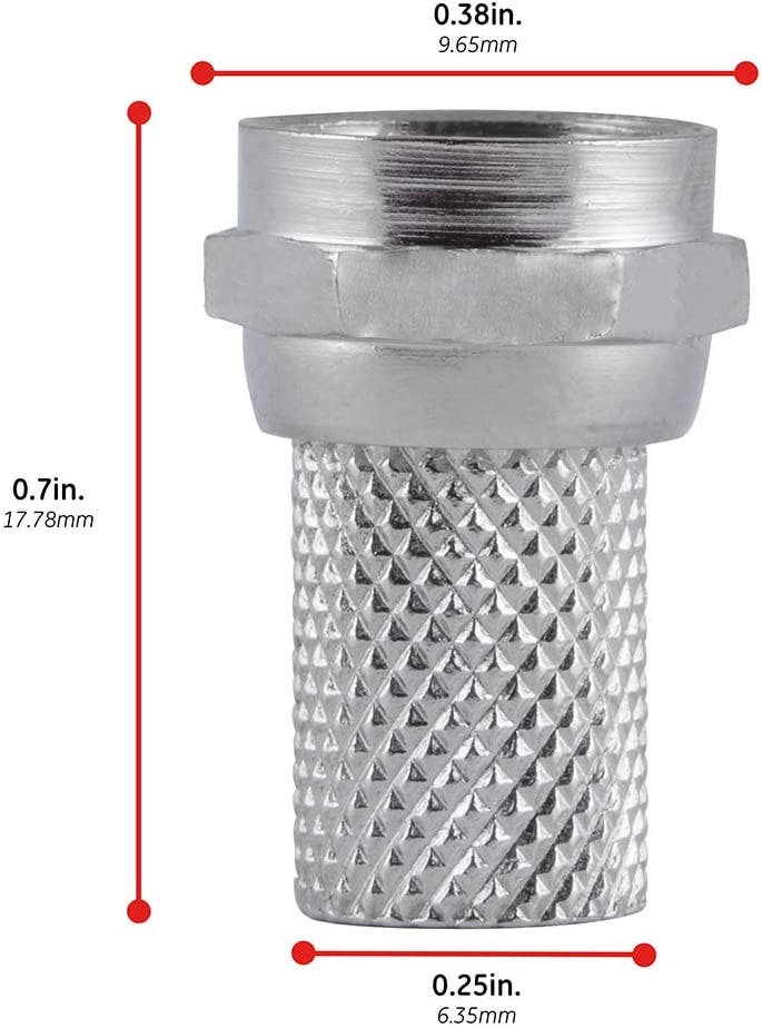 GE RG6 Twist-on F-Type Connectors, 100 Pack, Nickel