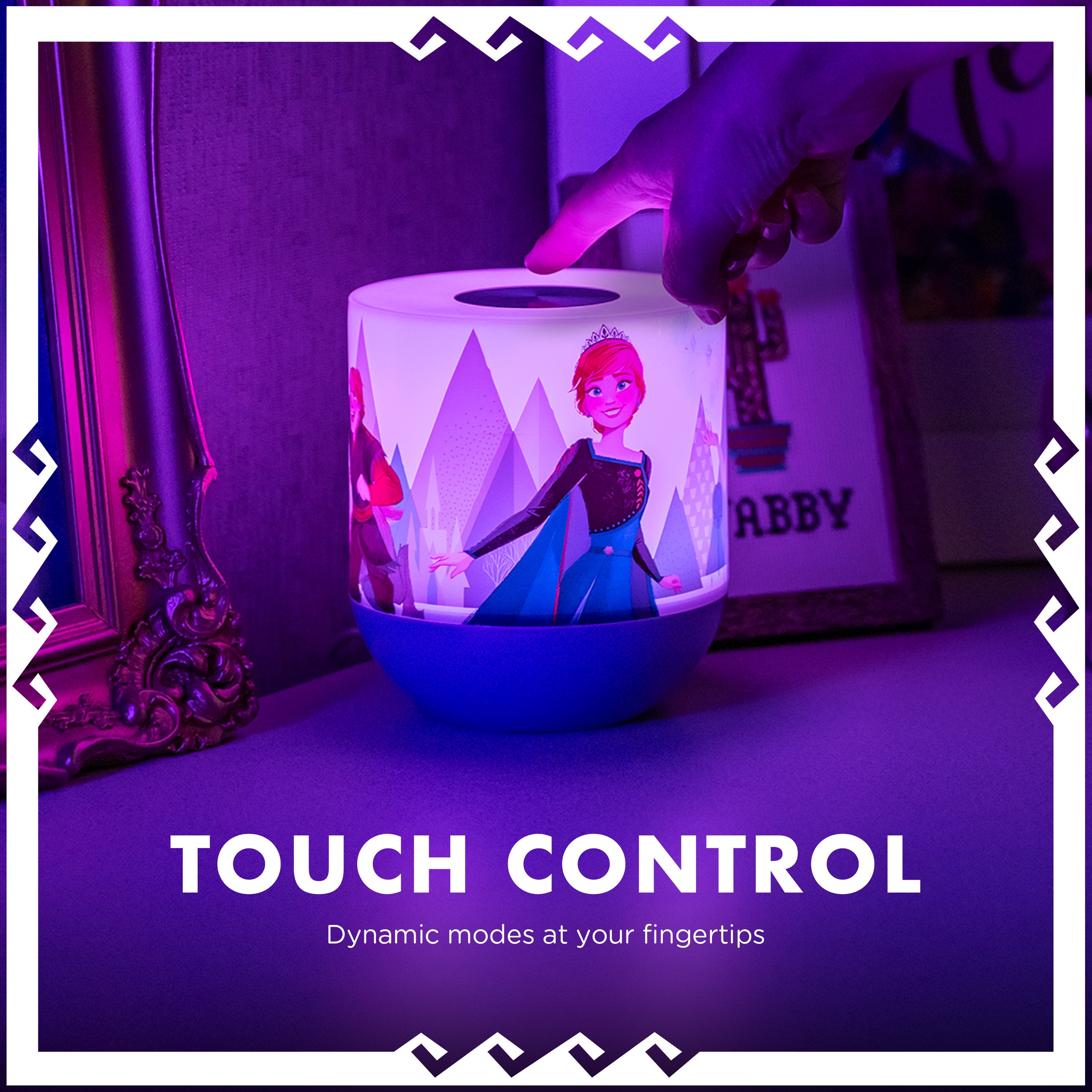 Disney Frozen II  Color Changing Tabletop LED Lamp Night Light, Purple