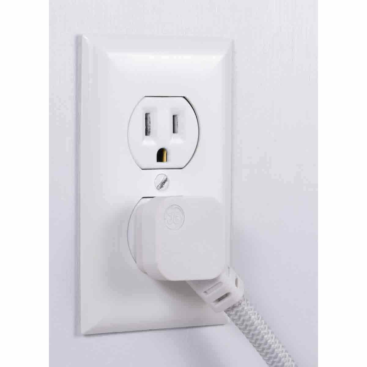 GE 7-Outlet 2-USB 4ft. Surge Protector with USB-C and Braided Cord, White