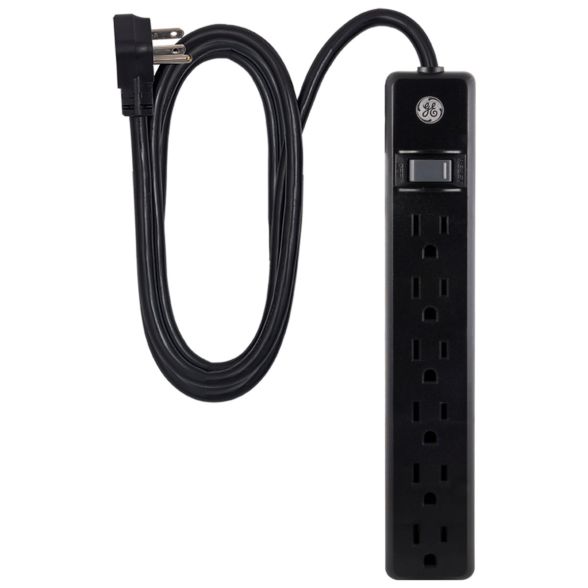 GE 6-Outlet 7ft. Power Strip, Black