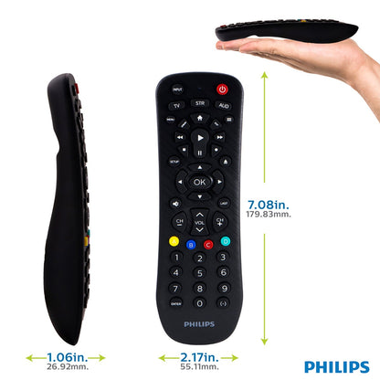Philips 3-Device Universal Remote, Brushed Black