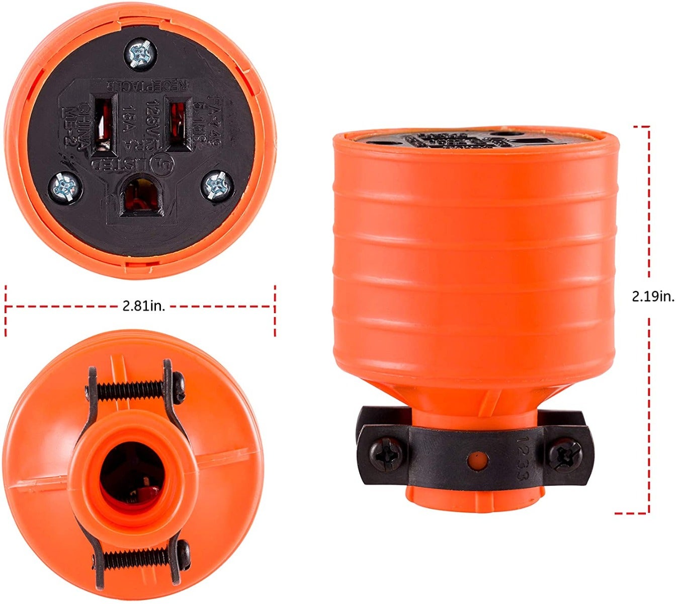GE Heavy Duty Grounding Connector with Metal Clamp, Orange