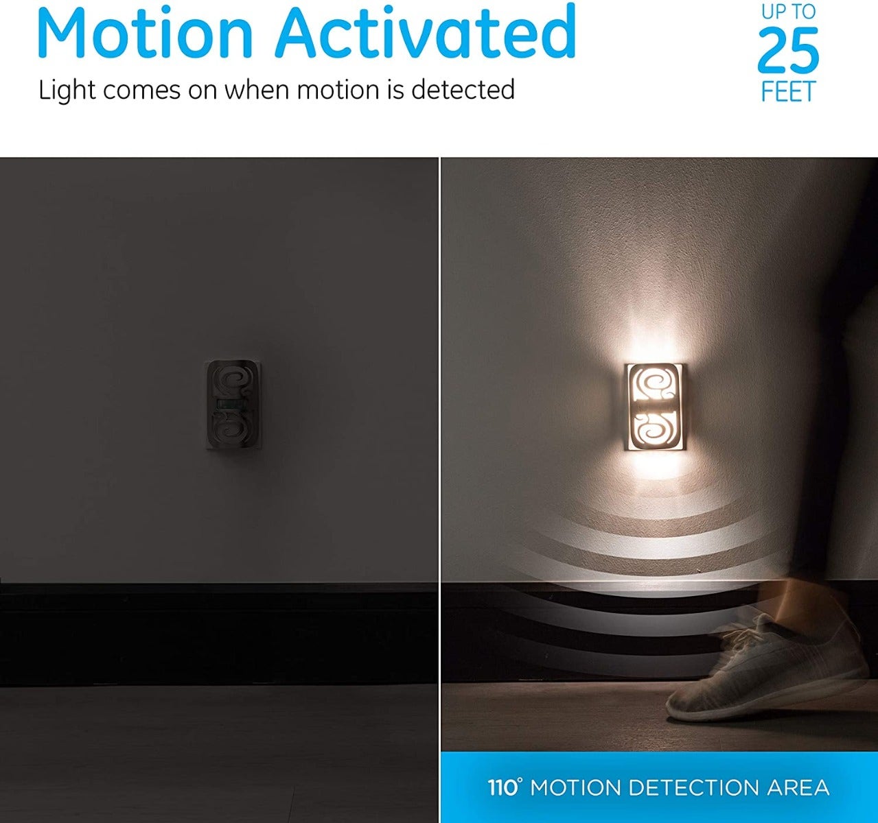 GE Motion-Select LED Night Light, Brushed Nickel