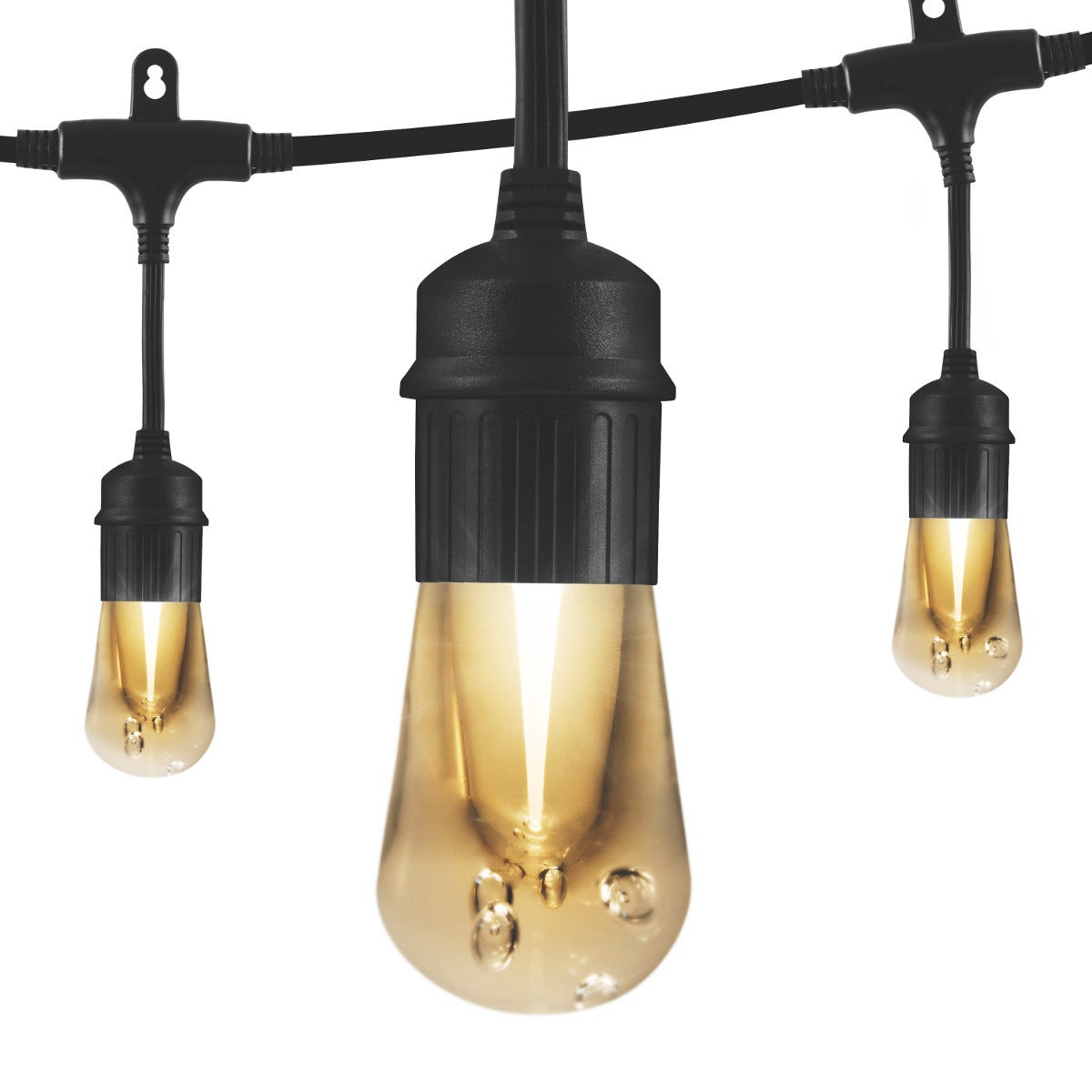 Enbrighten Vintage LED Cafe Lights, 24 Bulbs, 48ft. Black Cord