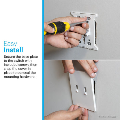 Power Gear Double Toggle Screwless Wall Plate, White