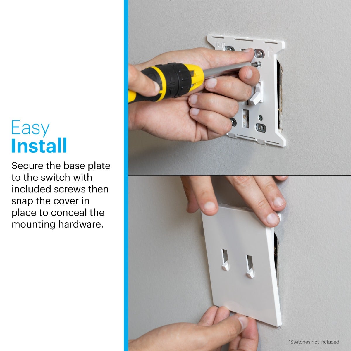 Power Gear Double Toggle Screwless Wall Plate, White, 10 Pack