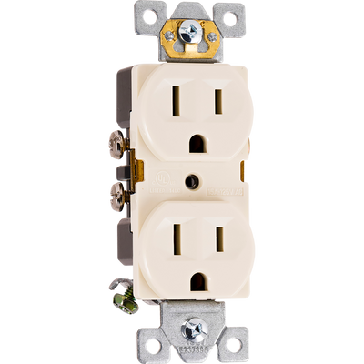 GE UltraPro Grounding Duplex Heavy-Duty Receptacle, Light Almond