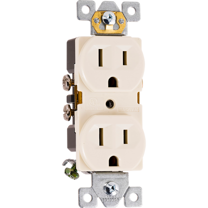 GE UltraPro Grounding Duplex Heavy-Duty Receptacle, Light Almond