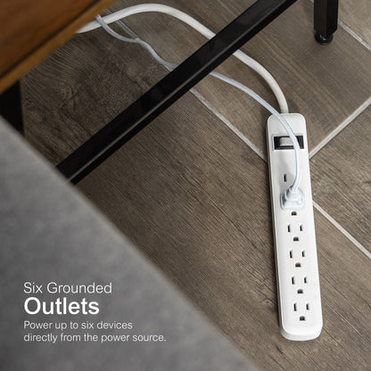 GE 6-Outlet 8ft. Power Strip, White