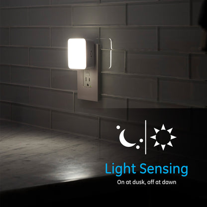 GE Dimmable Light Sensing LED Night Light, White