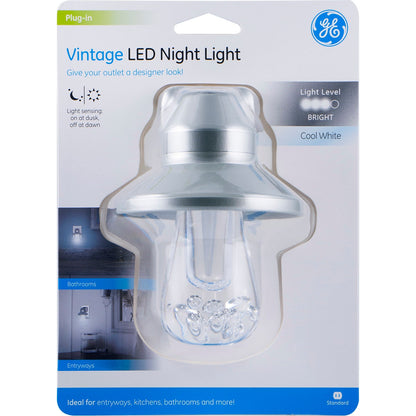GE Vintage Automatic LED Night Light, Silver