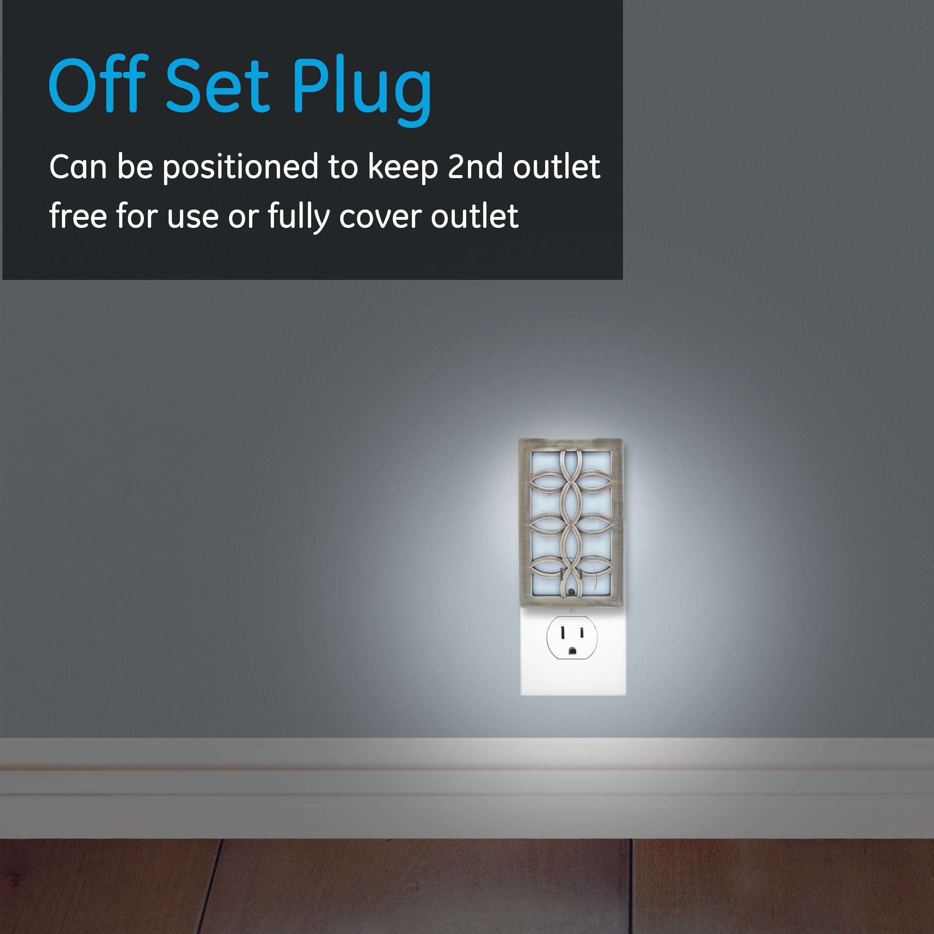 GE CoverLite Light Sensing LED Night Light, Brushed Nickel