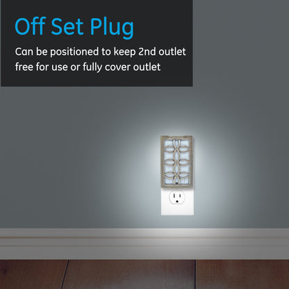 GE CoverLite Light Sensing LED Night Light, Brushed Nickel