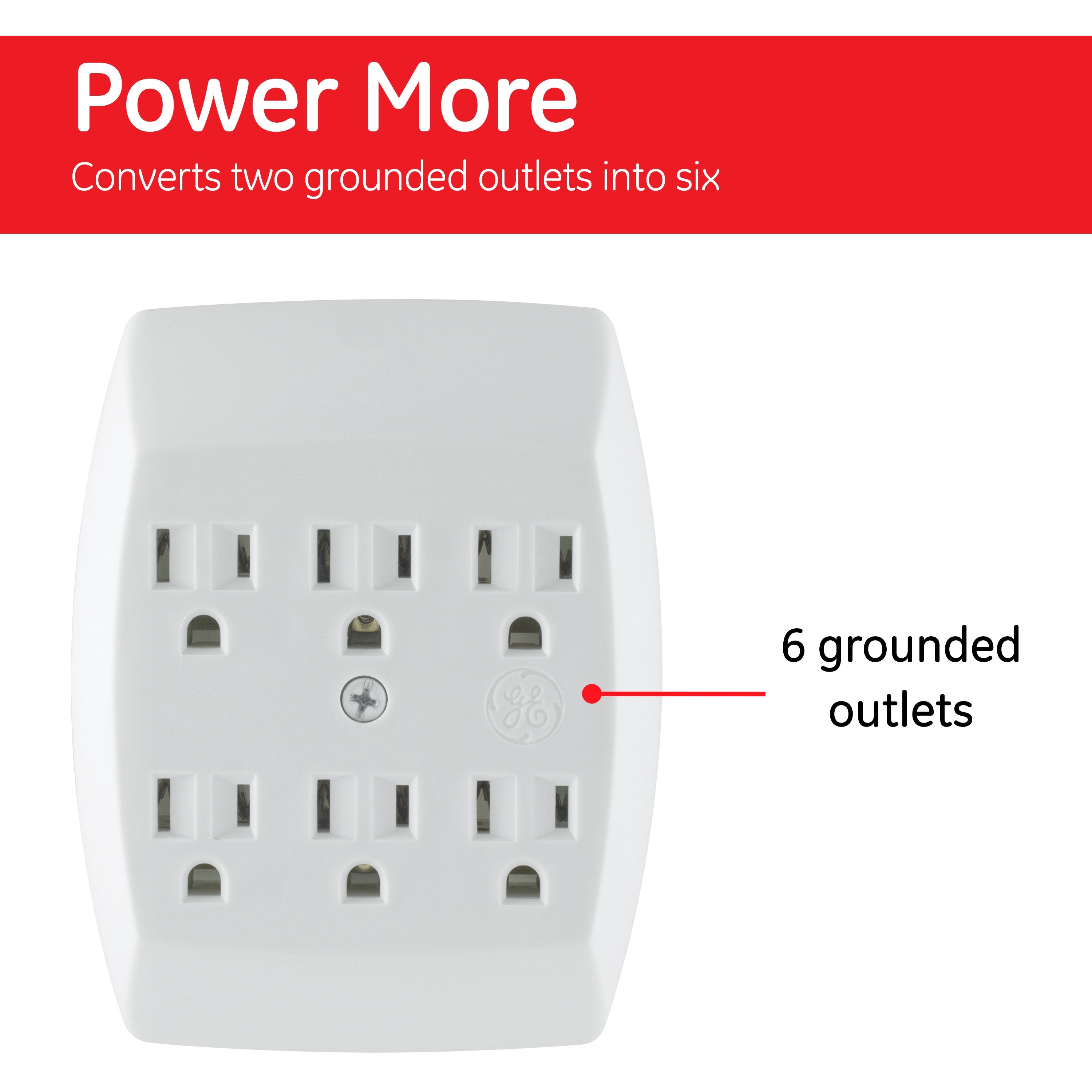 GE 6-Outlet Wall Tap, White