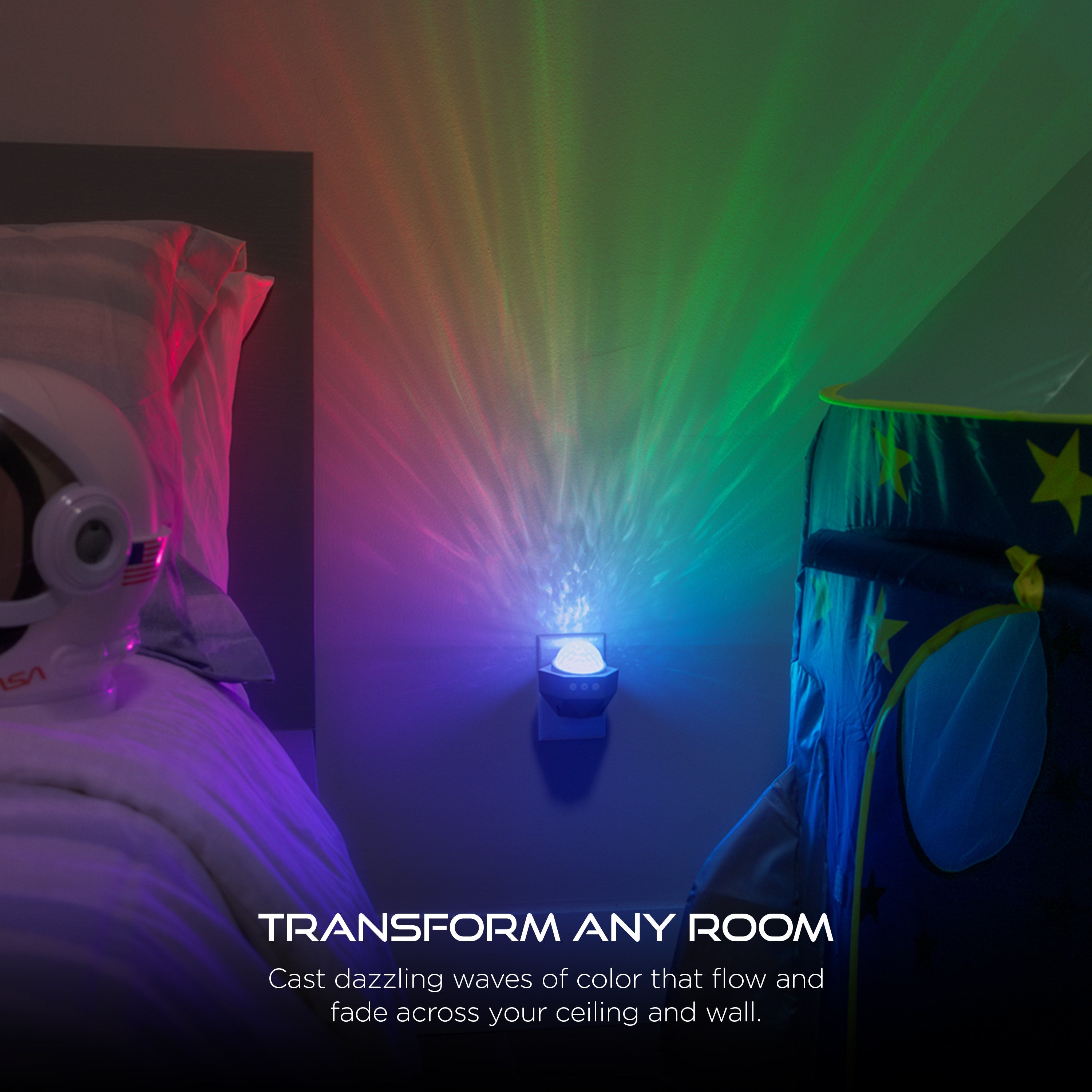 Enbrighten Galaxy Wave Plug-In Projector LED Night Light, White