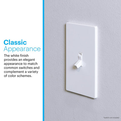 Power Gear Single Toggle Screwless Wall Plate, White