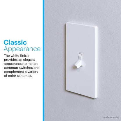Power Gear Single Toggle Screwless Wall Plate, White