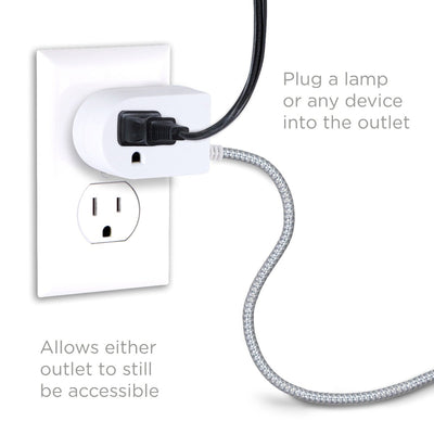 Cordinate 1-Outlet Tabletop Switch with 6ft. Braided Extension Cord, White/Gray