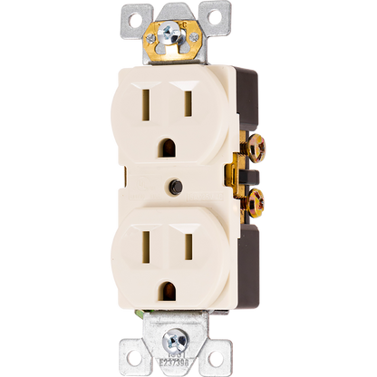 GE UltraPro Grounding Duplex Heavy-Duty Receptacle, Light Almond