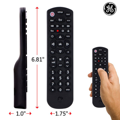 GE 3-Device Universal Remote, Black